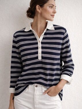 Brooks Brothers Striped Rugby Shirt Navy White XL Classic Preppy Long Sleeve